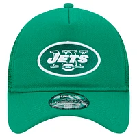 Men's New Era Green New York Jets 9FORTY A-Frame Trucker Adjustable Hat