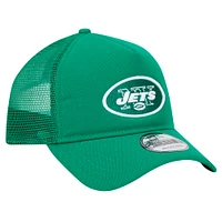 Men's New Era Green New York Jets 9FORTY A-Frame Trucker Adjustable Hat