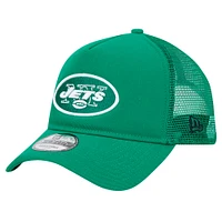 Men's New Era Green New York Jets 9FORTY A-Frame Trucker Adjustable Hat