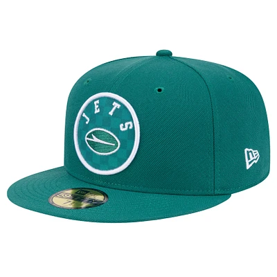 Casquette ajustée à carreaux New Era 59FIFTY pour homme, verte, des York Jets