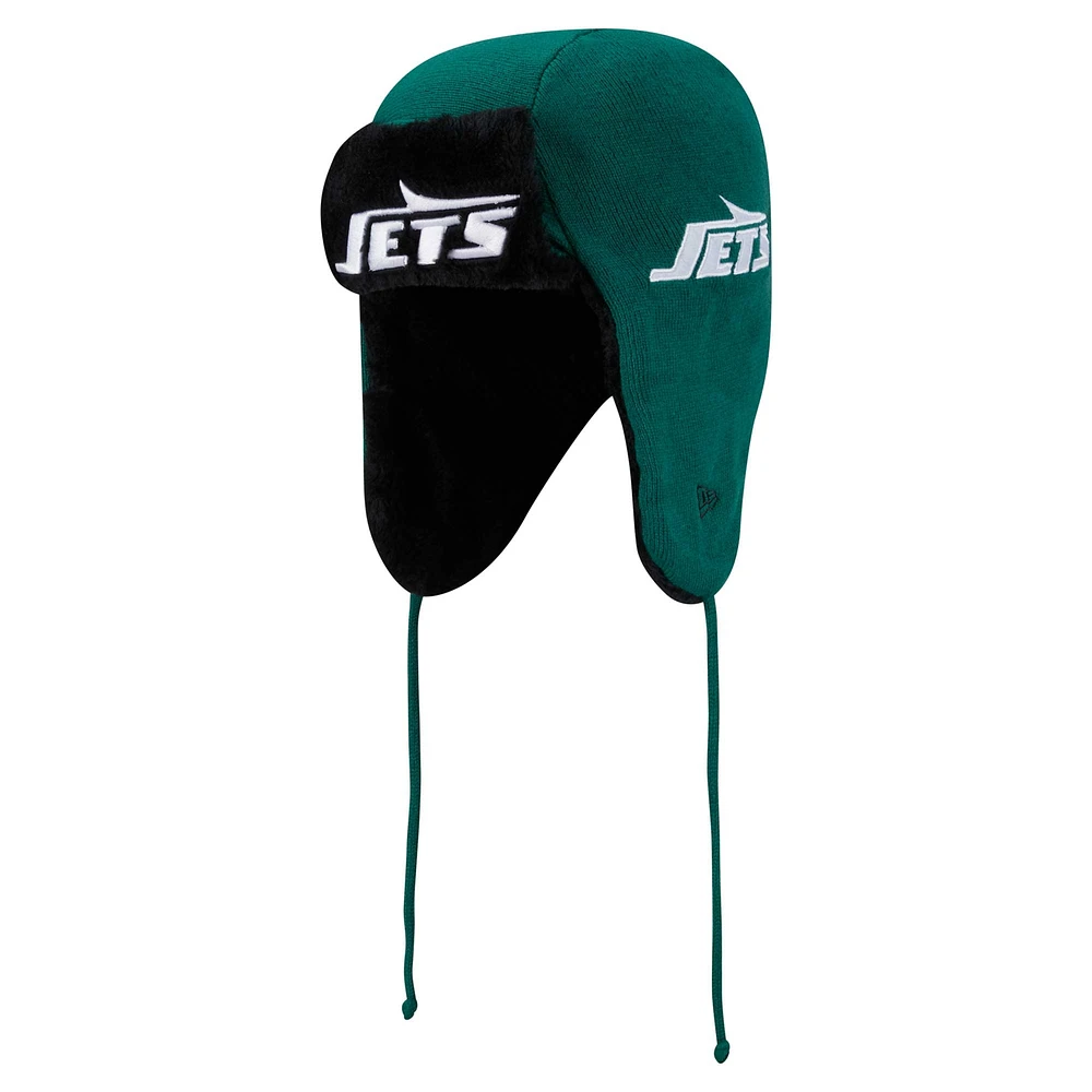 Bonnet en tricot New Era vert New York Jets Helmet Head Trapper pour homme