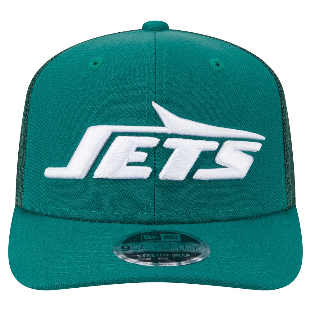 Casquette camionneur 9SEVENTY extensible à boutons-pression New Era verte des New York Jets pour homme