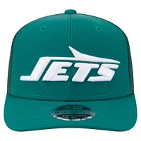 Casquette camionneur 9SEVENTY extensible à boutons-pression New Era verte des New York Jets pour homme