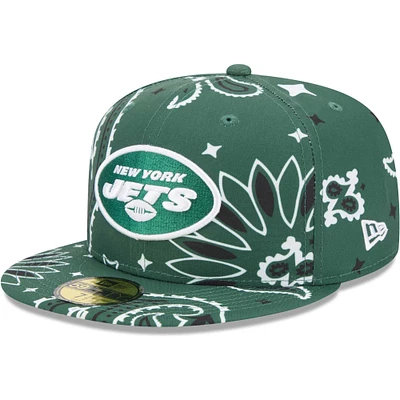 Casquette ajustée 59FIFTY New Era York Jets pour hommes, verte, à motif cachemire