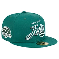 Casquette ajustée New Era 59FIFTY verte avec inscription York Jets pour homme