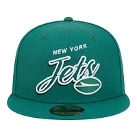 Casquette ajustée New Era 59FIFTY verte avec inscription York Jets pour homme