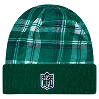 Bonnet tricoté à revers New York Jets Sideline Statement vert New Era pour homme