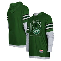 T-shirt à capuche manches longues Twofer New Era vert York Jets pour homme