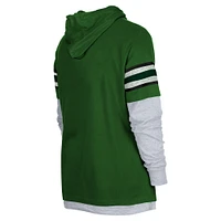 Men's New Era Green York Jets Twofer Long Sleeve Hooded T-Shirt