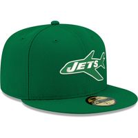 Men's New Era Kelly Green York Jets Omaha Throwback 59FIFTY Fitted Hat