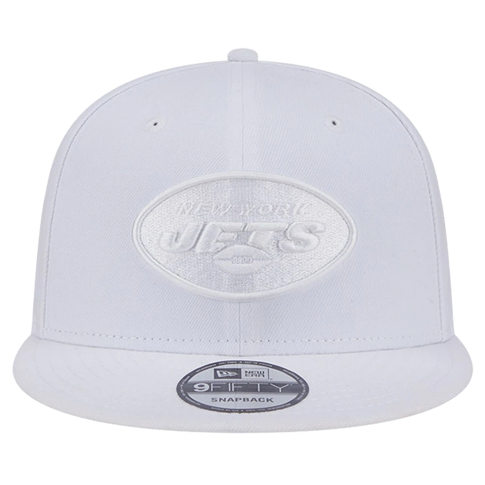 Casquette Snapback 9FIFTY New Era New York Jets Main blanc sur blanc pour homme