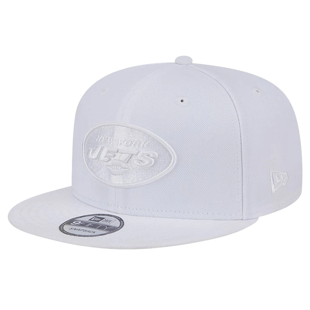 Casquette Snapback 9FIFTY New Era New York Jets Main blanc sur blanc pour homme