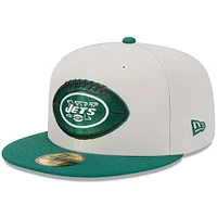 Casquette ajustée New Era Stone/Kelly Green York Jets 2024 Sideline Historic 59FIFTY pour hommes