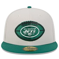 Casquette ajustée New Era Stone/Kelly Green York Jets 2024 Sideline Historic 59FIFTY pour hommes