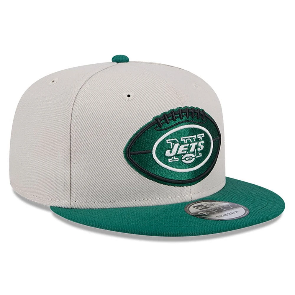 Men's New Era Stone/Green New York Jets 2024 Sideline Historic 9FIFTY Snapback Hat