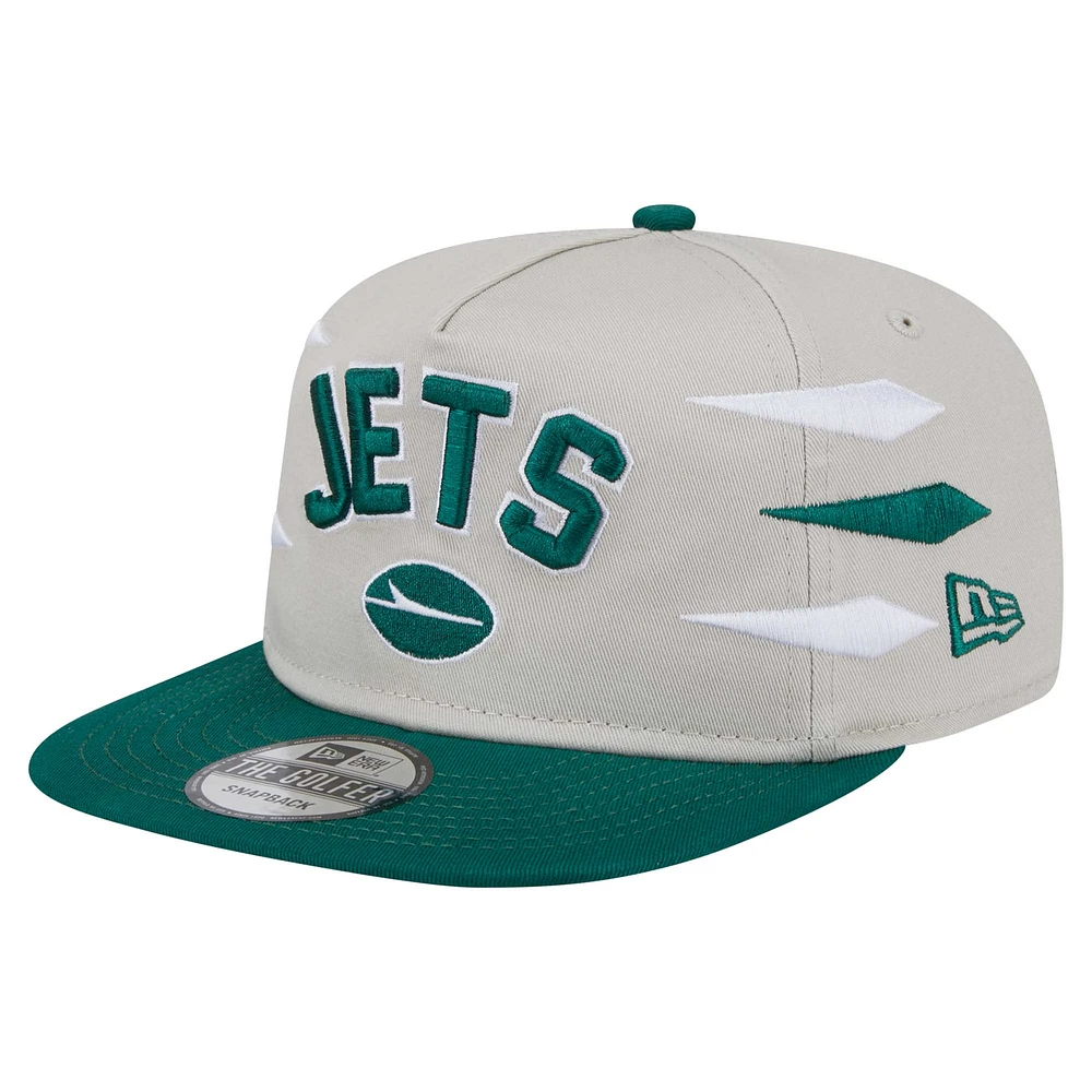 Casquette de golf athlétique à visière snapback New Era Stone/Green New York Jets pour homme