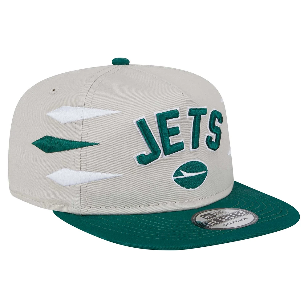 Casquette de golf athlétique à visière snapback New Era Stone/Green New York Jets pour homme