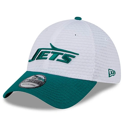 Casquette flexible 39THIRTY New Era pour hommes, blanc/vert, York Jets 2024 NFL Training Camp