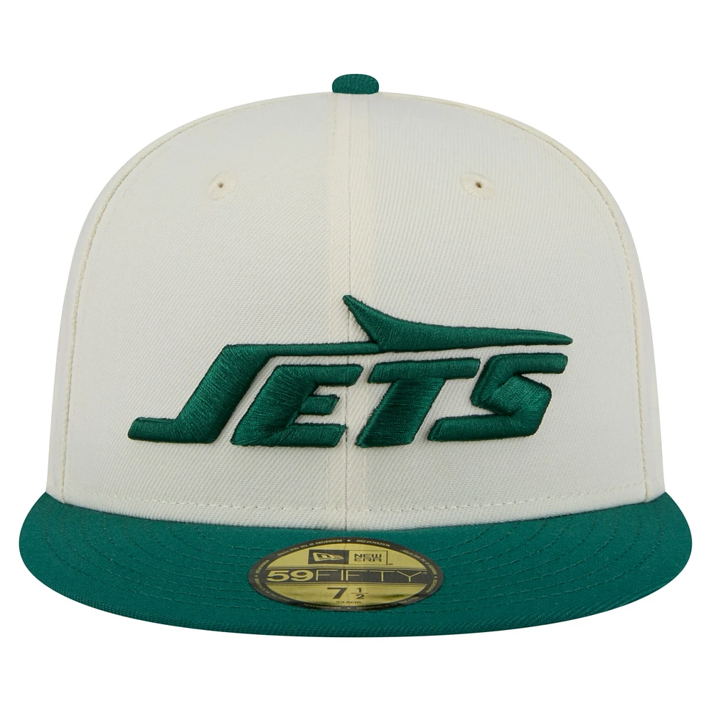 Casquette ajustée New Era 59FIFTY pour homme, blanche et verte, des York Jets
