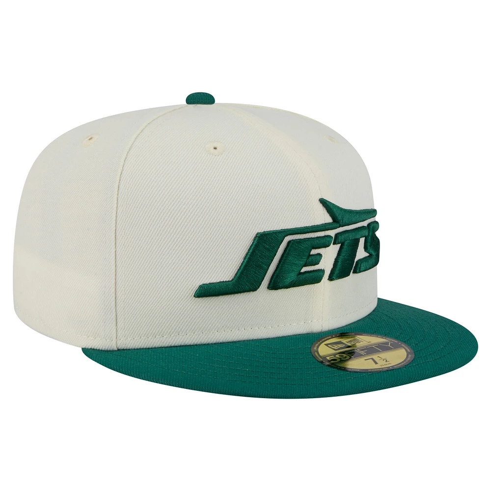 Casquette ajustée New Era 59FIFTY pour homme, blanche et verte, des York Jets