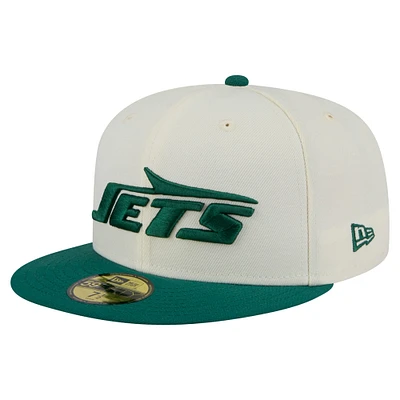 Casquette ajustée New Era 59FIFTY pour homme, blanche et verte, des York Jets
