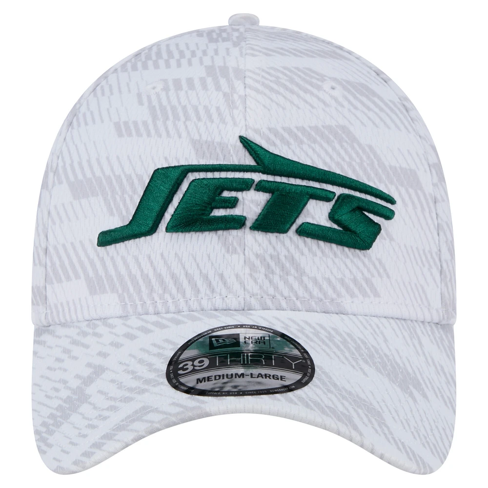 Casquette New Era blanche York Jets Gameday Graded 39THIRTY Flex pour homme