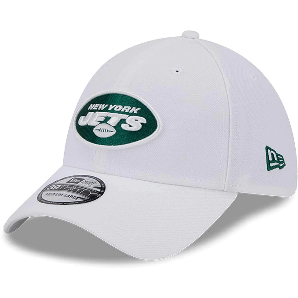 Casquette flexible principale 39THIRTY New Era York Jets pour hommes, blanche