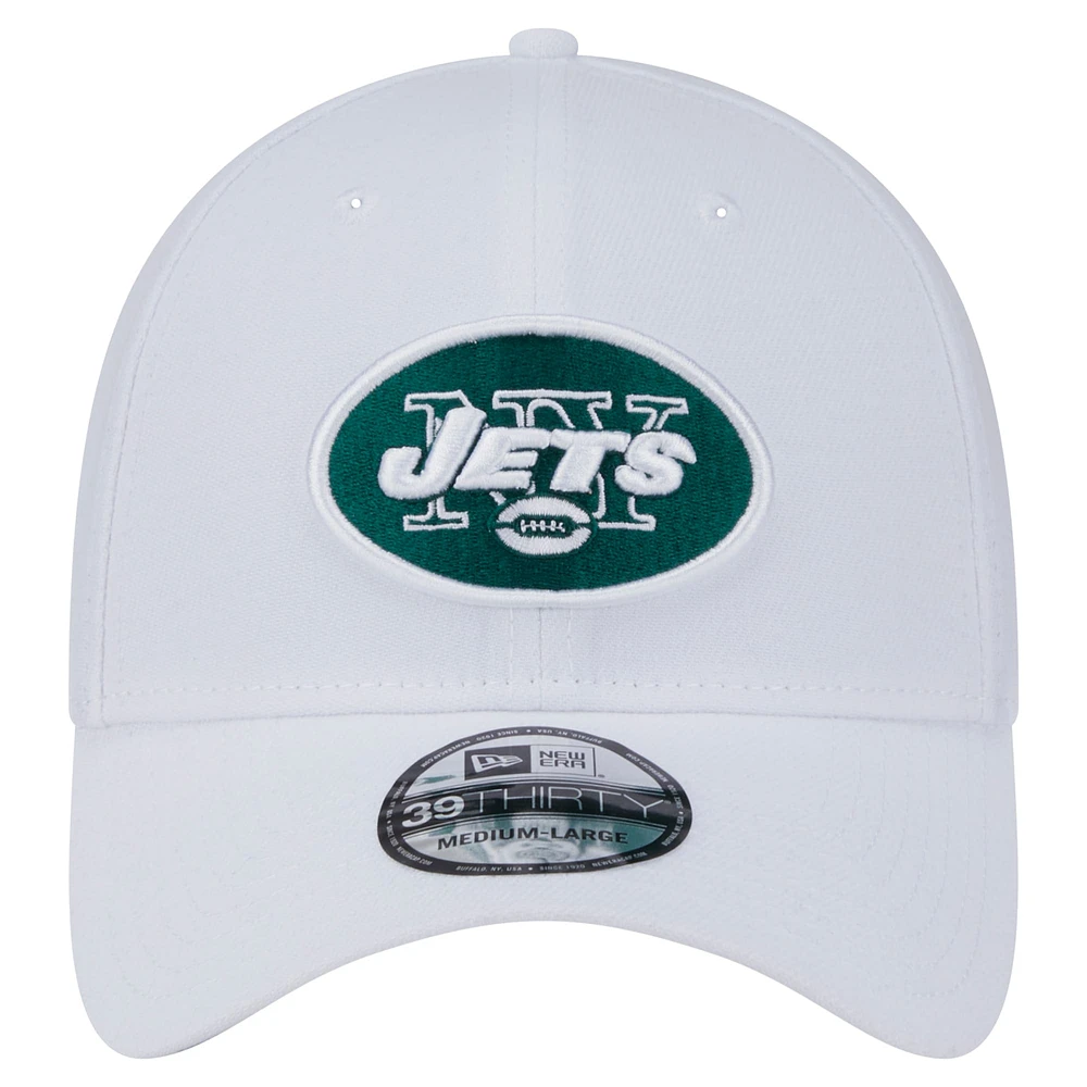 Casquette New Era blanche York Jets Throwback 39THIRTY Flex pour homme