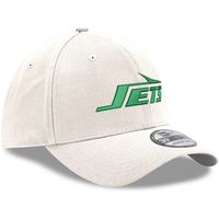 Men's New Era White York Jets Throwback Wordmark Iced II 39THIRTY Flex Hat