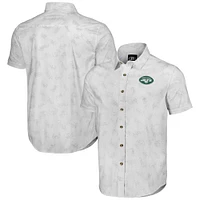 Chemise boutonnée à manches courtes tissée blanche New York Jets pour homme de la collection NFL x Darius Rucker par Fanatics