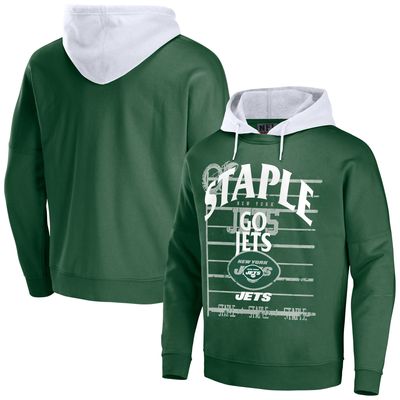 Men's NFL x Staple Green New York Jets Throwback Vintage Wash Pullover Hoodie