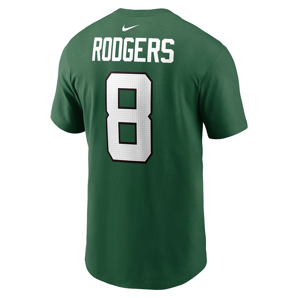 T-shirt vert avec nom et numéro de joueur des New York Jets Nike Aaron Rodgers pour hommes