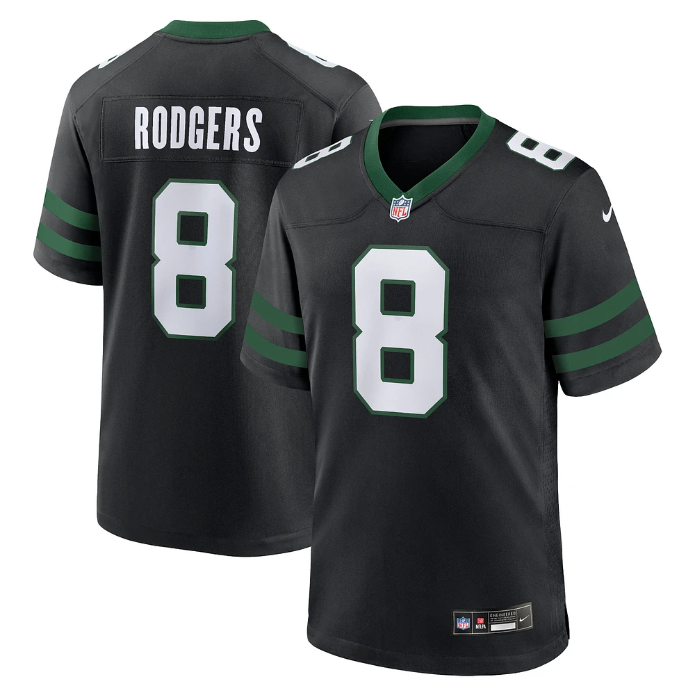 Maillot de match alternatif Nike Aaron Rodgers Legacy pour hommes, noir, New York Jets