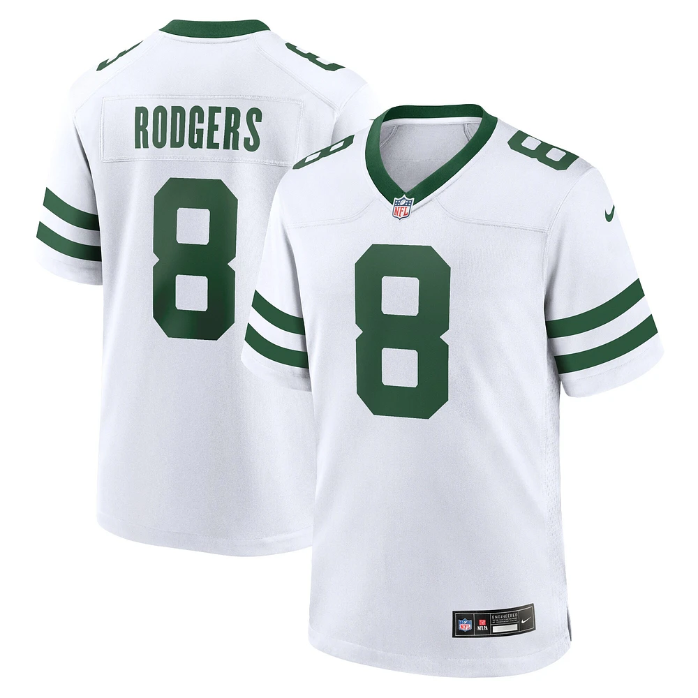 Maillot de match Nike Aaron Rodgers Legacy pour hommes, blanc, New York Jets