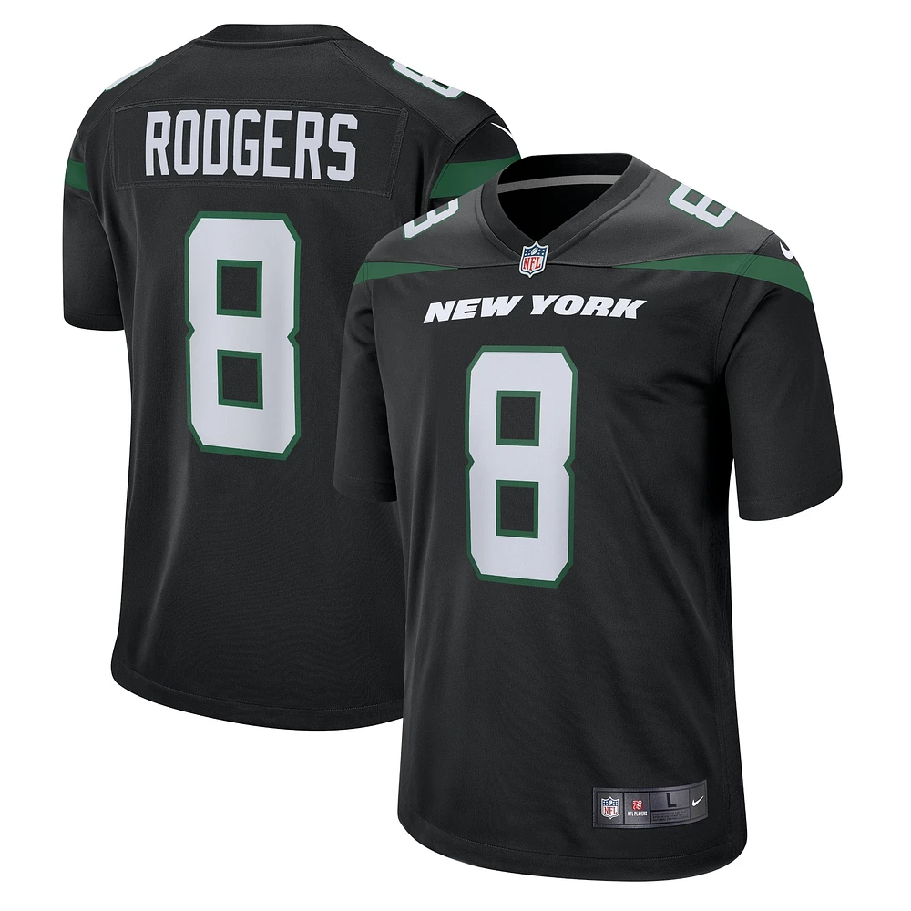 Nike Aaron Rodgers Stealth Noir Maillot de joueur jeu alternatif des New York Jets pour homme