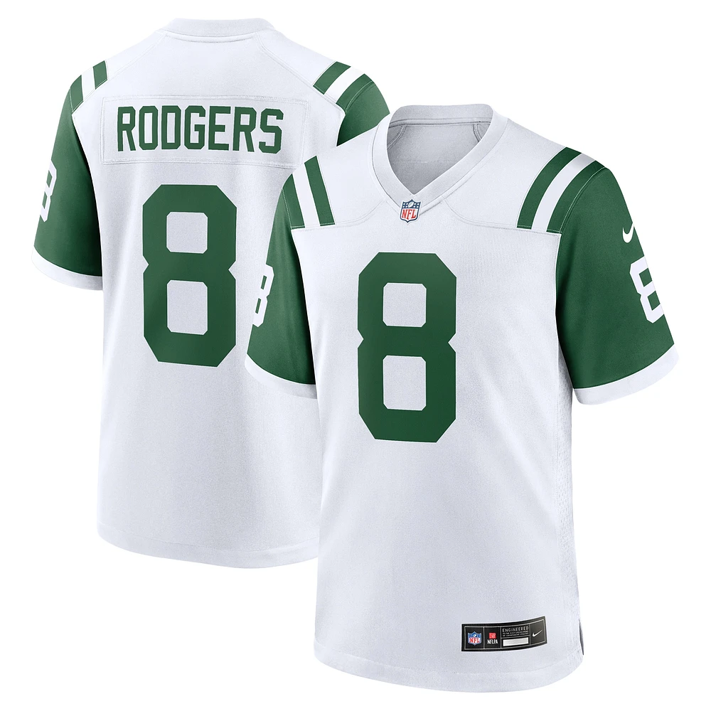 Maillot Nike Aaron Rodgers pour hommes, blanc, New York Jets, jeu alternatif classique