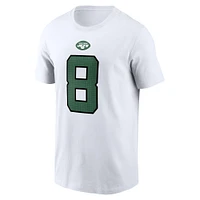 T-shirt Nike Aaron Rodgers pour hommes, blanc, nom et numéro du joueur des New York Jets