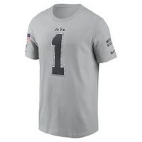 T-shirt Nike Ahmad Sauce Gardner pour homme, gris, New York Jets 2024 Salute To Service, nom et numéro