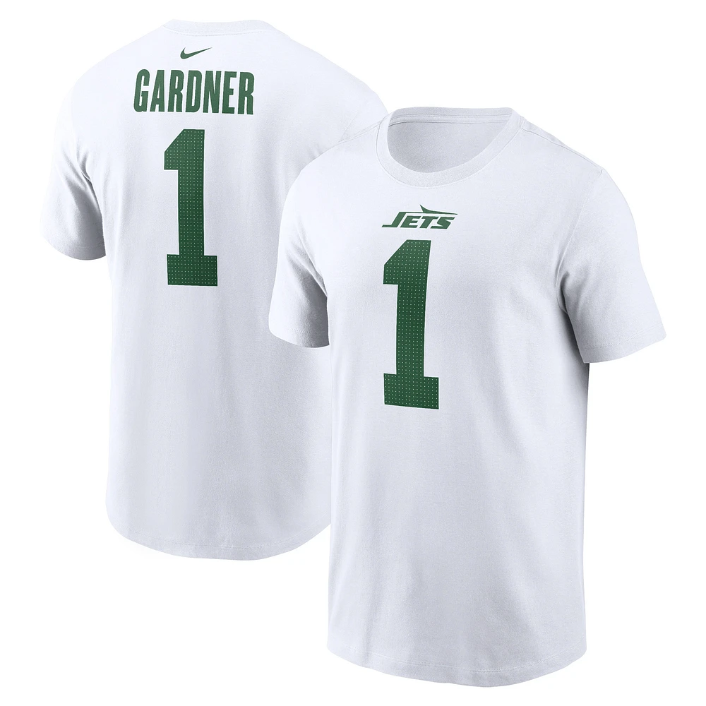 Men's Nike Ahmad Sauce Gardner White New York Jets Legacy Player Name & Number T-Shirt