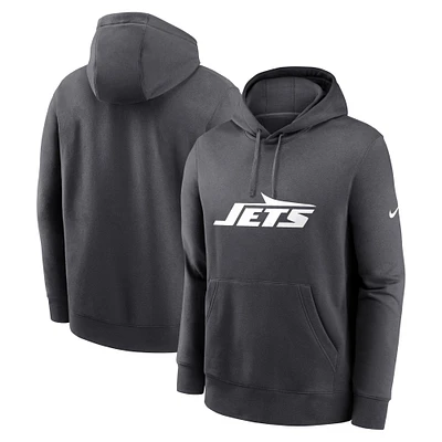 Men's Nike  Anthracite New York Jets Club Logo Pullover Hoodie