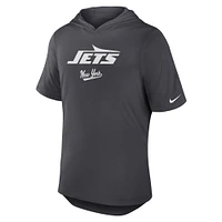 Men's Nike Anthracite New York Jets Tri-Blend Performance Hoodie T-Shirt