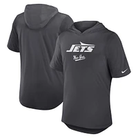 Men's Nike Anthracite New York Jets Tri-Blend Performance Hoodie T-Shirt