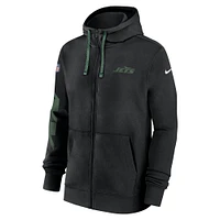 Men's Nike Black New York Jets 2024 Sideline Club Full-Zip Hoodie