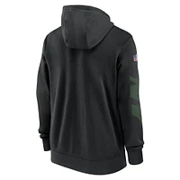 Sweat à capuche entièrement zippé Nike noir New York Jets 2024 Sideline Club pour homme