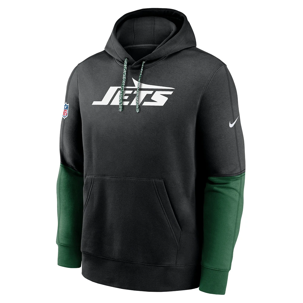 Men's Nike Black New York Jets 2024 Sideline Club Pullover Hoodie