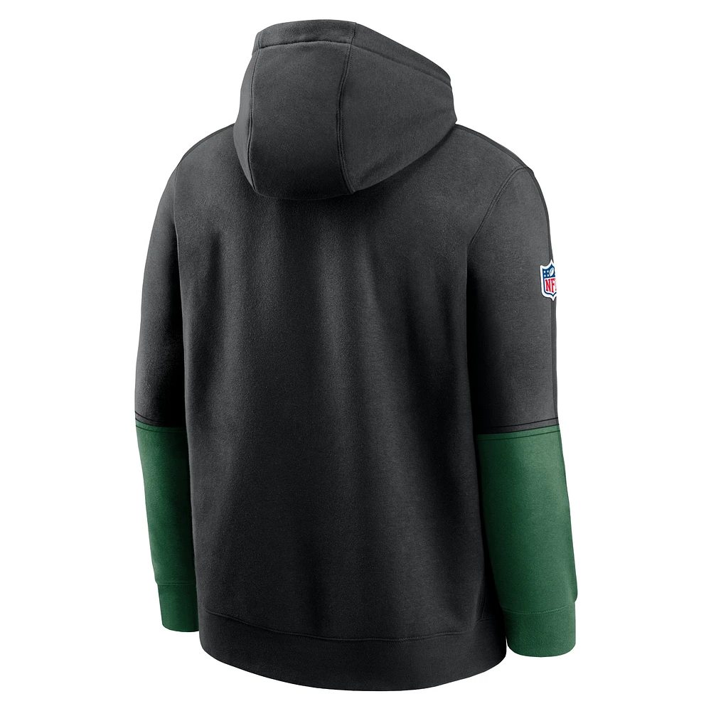 Men's Nike Black New York Jets 2024 Sideline Club Pullover Hoodie