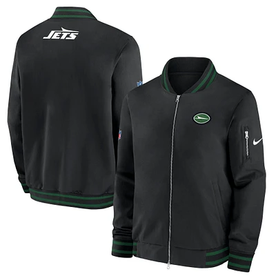 Veste aviateur entièrement zippée Nike New York Jets Coaches pour homme noire