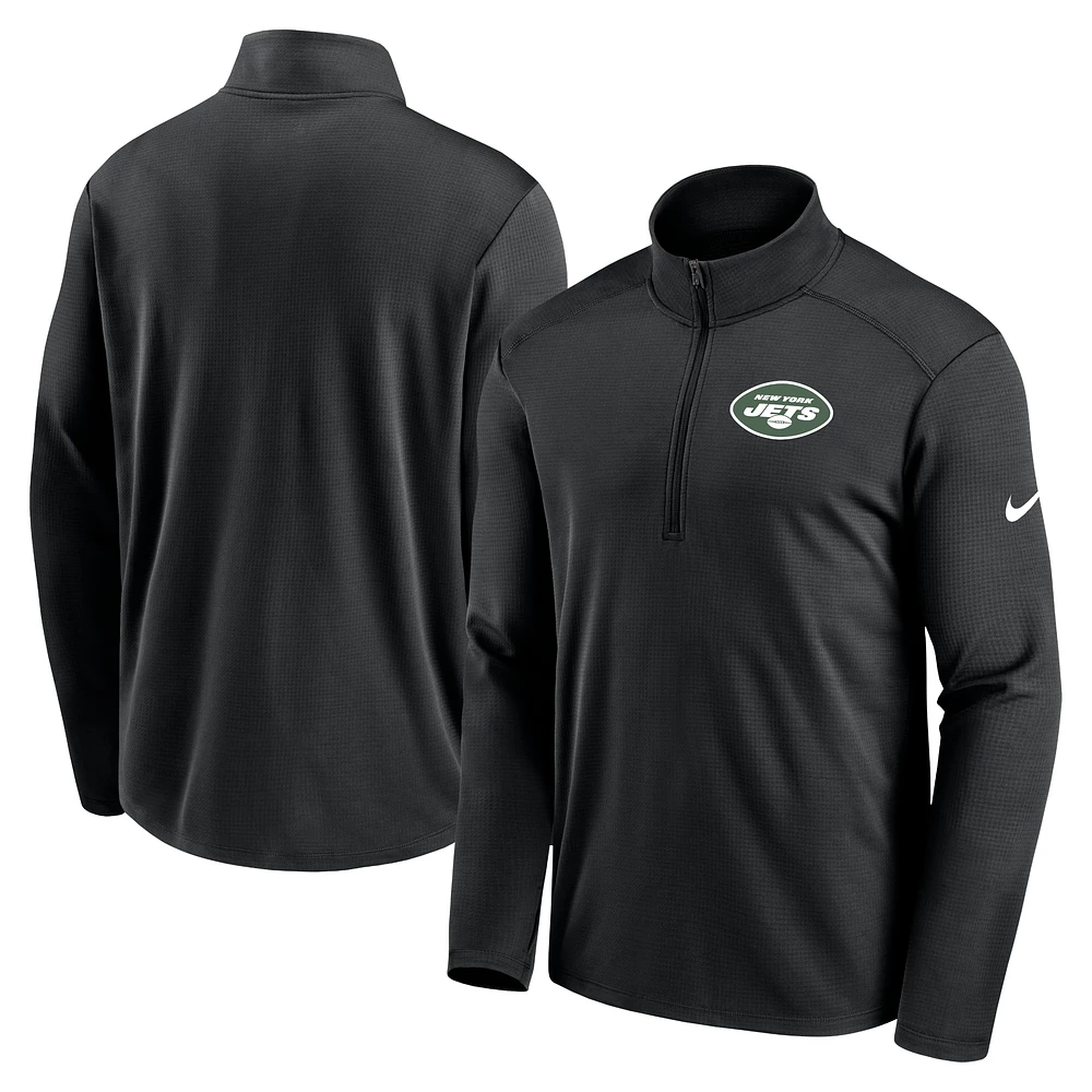 Men's Nike Black New York Jets Logo Pacer Performance Half-Zip Jacket