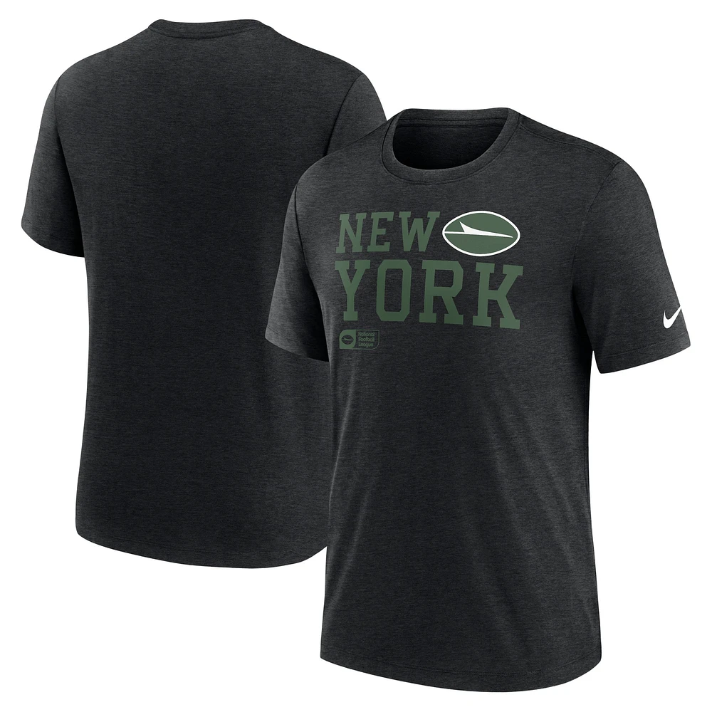 T-shirt à trois mélanges Nike pour hommes, noir, New York Jets, Overlap Lockup