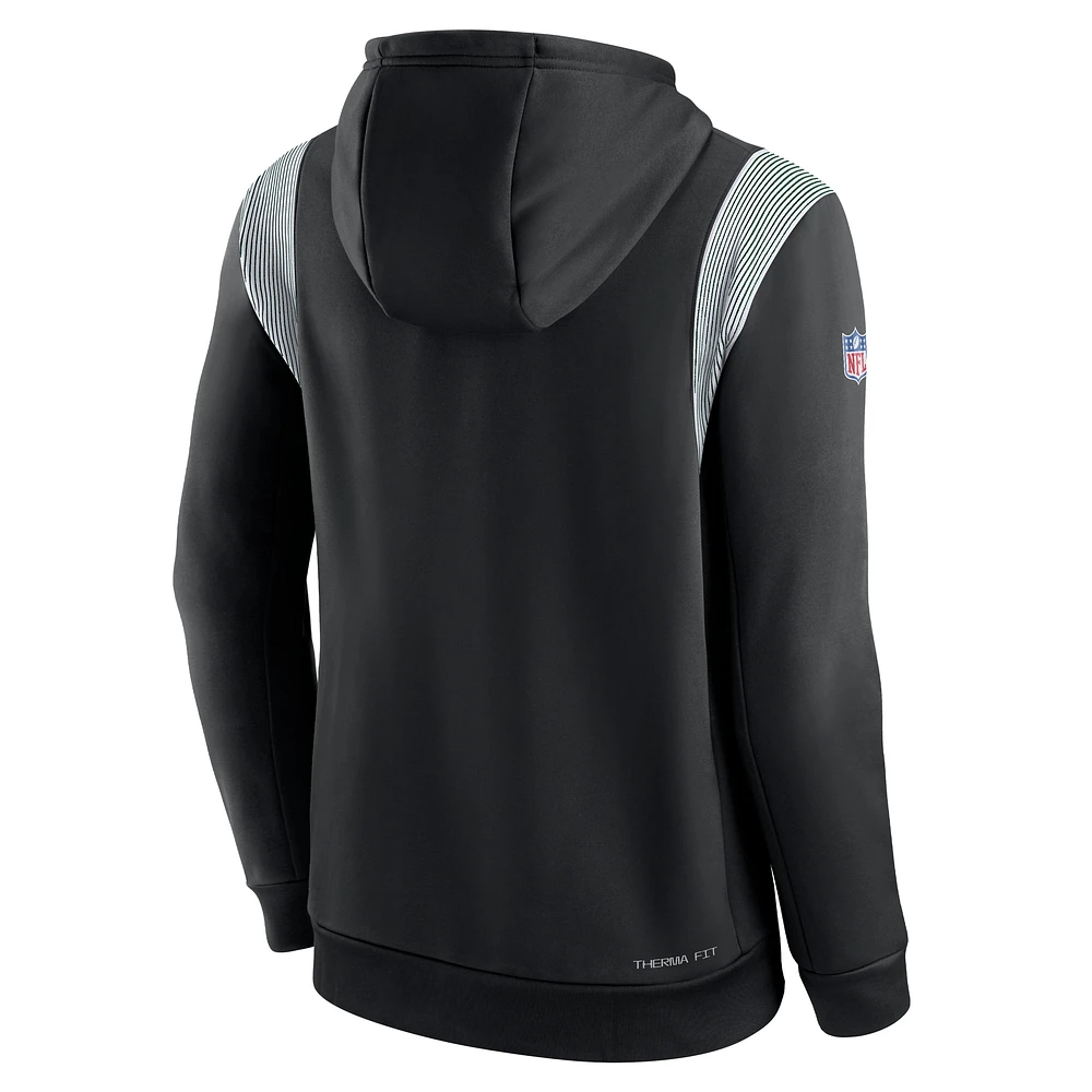 Men's Nike Black New York Jets Sideline Athletic Stack Performance Pullover Hoodie